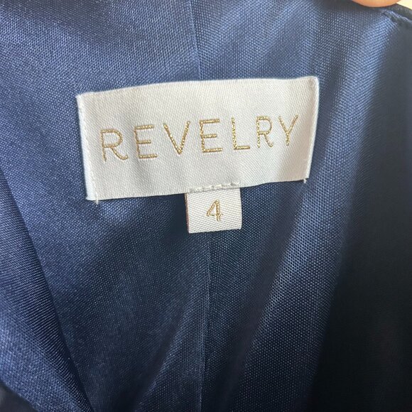 Revelry Jade Satin Navy Blue Bridesmaid Dress - Size 4 - Picture 3 of 8